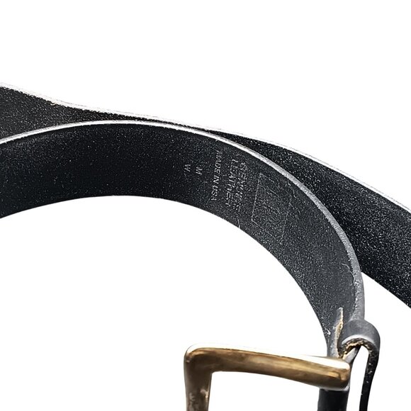 GAP Black Leather Belt with Brass Buckle Size M W